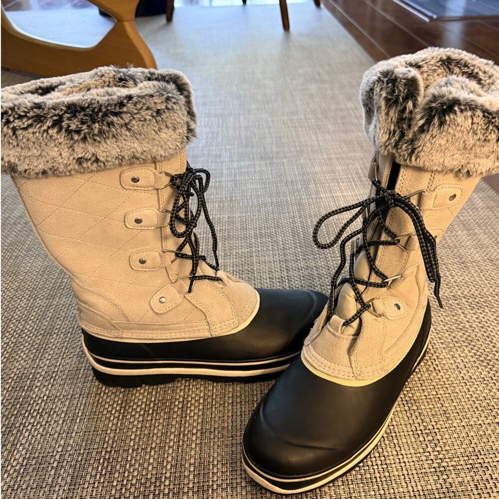 KHOMBU Emily NWOB women's suede leather faux-fur waterproof winter snow boots 10